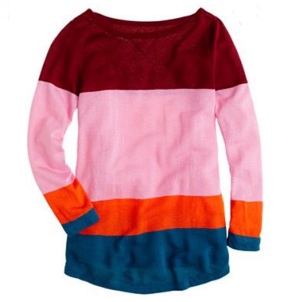 J. Crew Pink Colorblock Boatneck Top